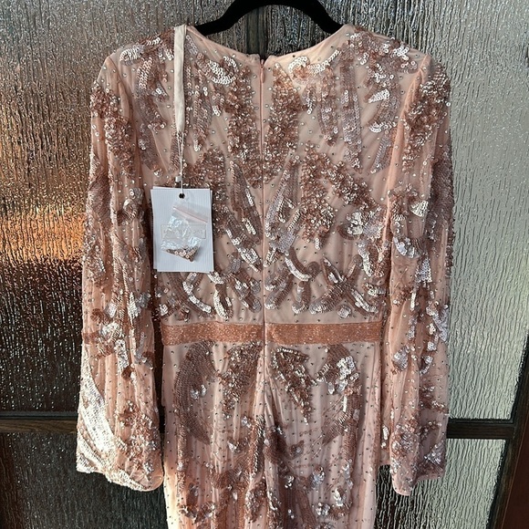 Mac Duggal SEQUINED FAUX WRAP SPLIT LONG SLEEVE GOWN size 4 NEW $598 - Picture 12 of 17